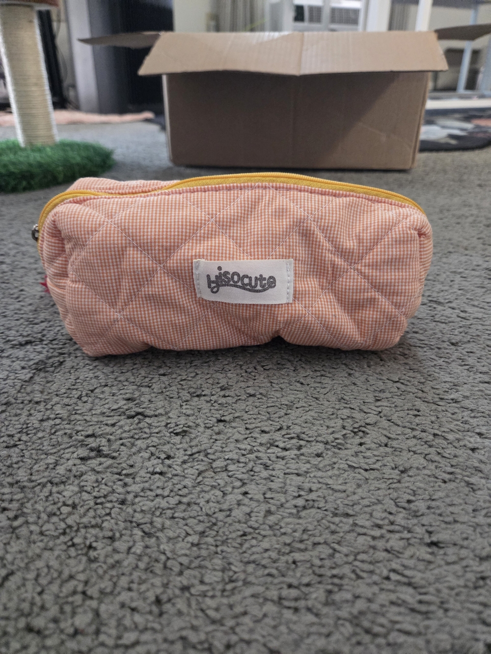 Orange Quilted Zipper Pouch